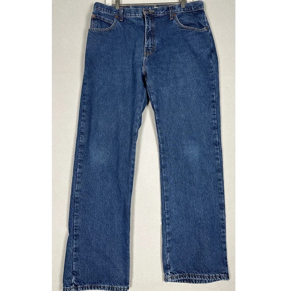 Dickies Jeans Mens 34X32 Blue Relaxed Fit Flannel Lined Straight 5-Pocket Denim